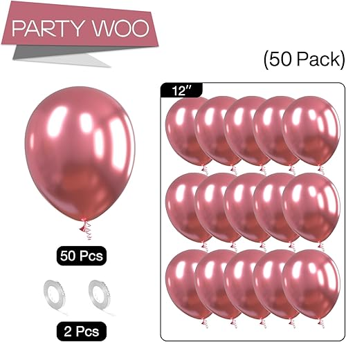 Miniatura 5 de PartyWoo Globos metálicos de color rosa oscuro, 50 globos metálicos rosas de 12 pulgadas, globos rosas metálicos para guirnalda de globos o arco de