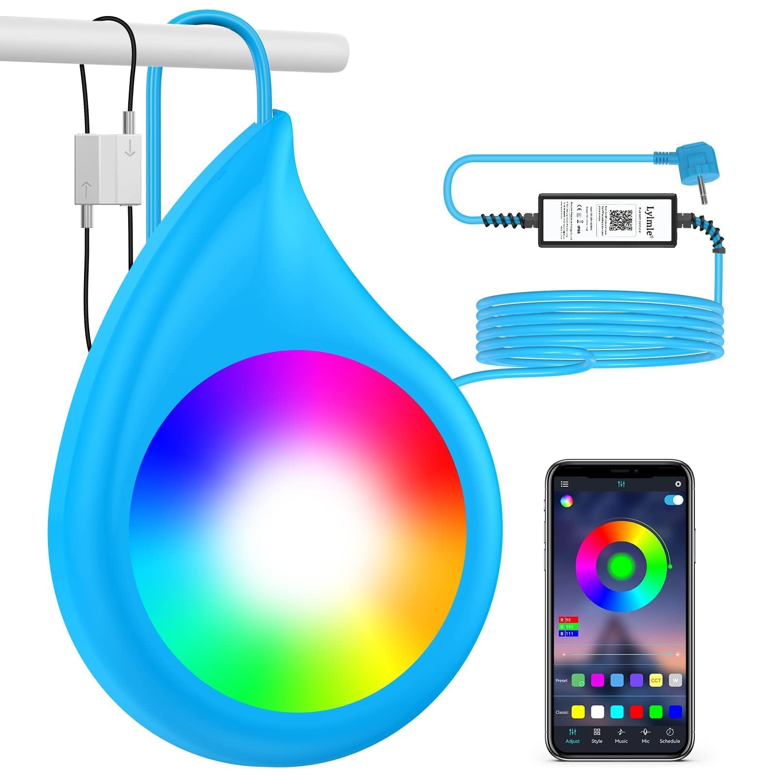 LyLmLeLED Pool Lights with APP Control, 20W RGB Dimmable Underwater Submersible Light with Magnets, 800lm, IP68 Waterproof Color Changing 12V Pool Lights for Inground Aboveground Pools, 26ft Cord