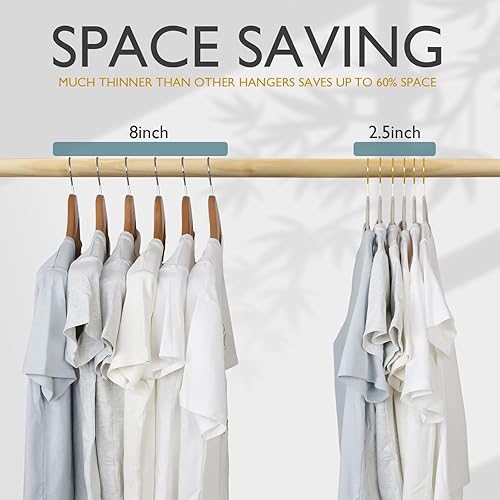 Miniatura 6 de ManGotree Perchas de terciopelo para abrigos, perchas antideslizantes de fieltro para trajes, colgador de ropa ultradelgado que ahorra espacio con