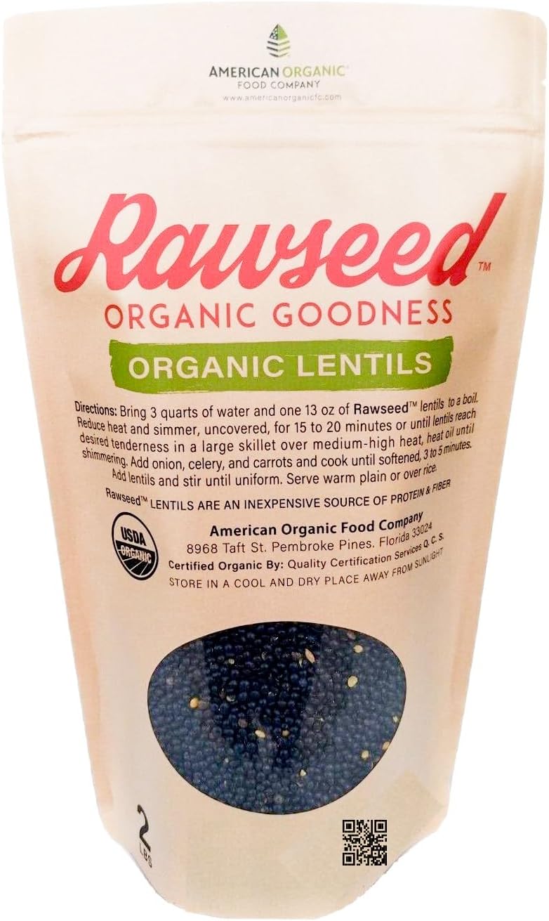 Rawseed Black Lentils Organic Certified 2 lbs,Non Gmo. Grown in Canada/Packaged in USA