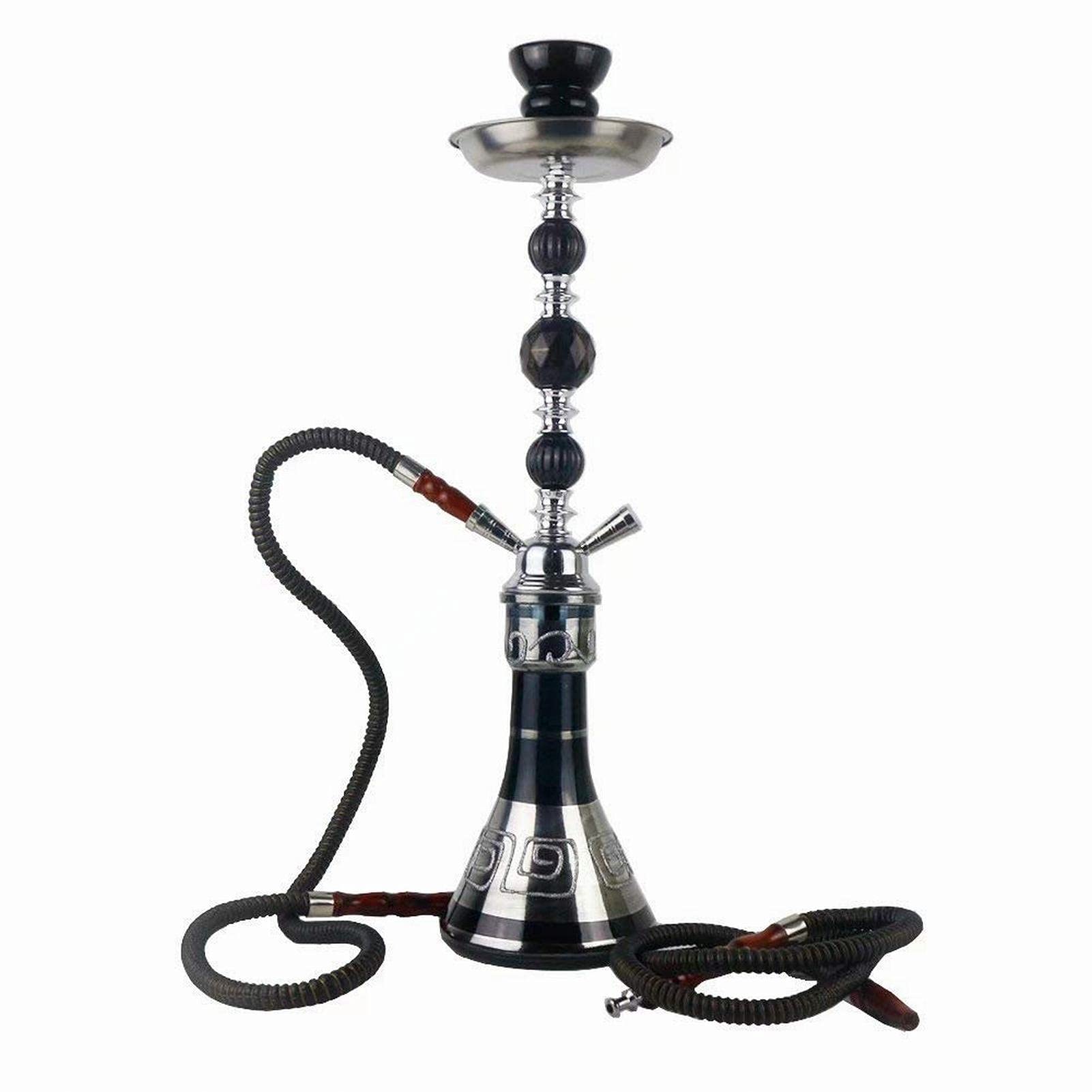 Shisha Set 2 Mangueras Hookah De Vidrio Con Manguera De Cachimba De Silicona Lavable Pantalla De Cuenco De Cachimba De Arcilla Soporte De Carbón Elegante Pinzas Para A
