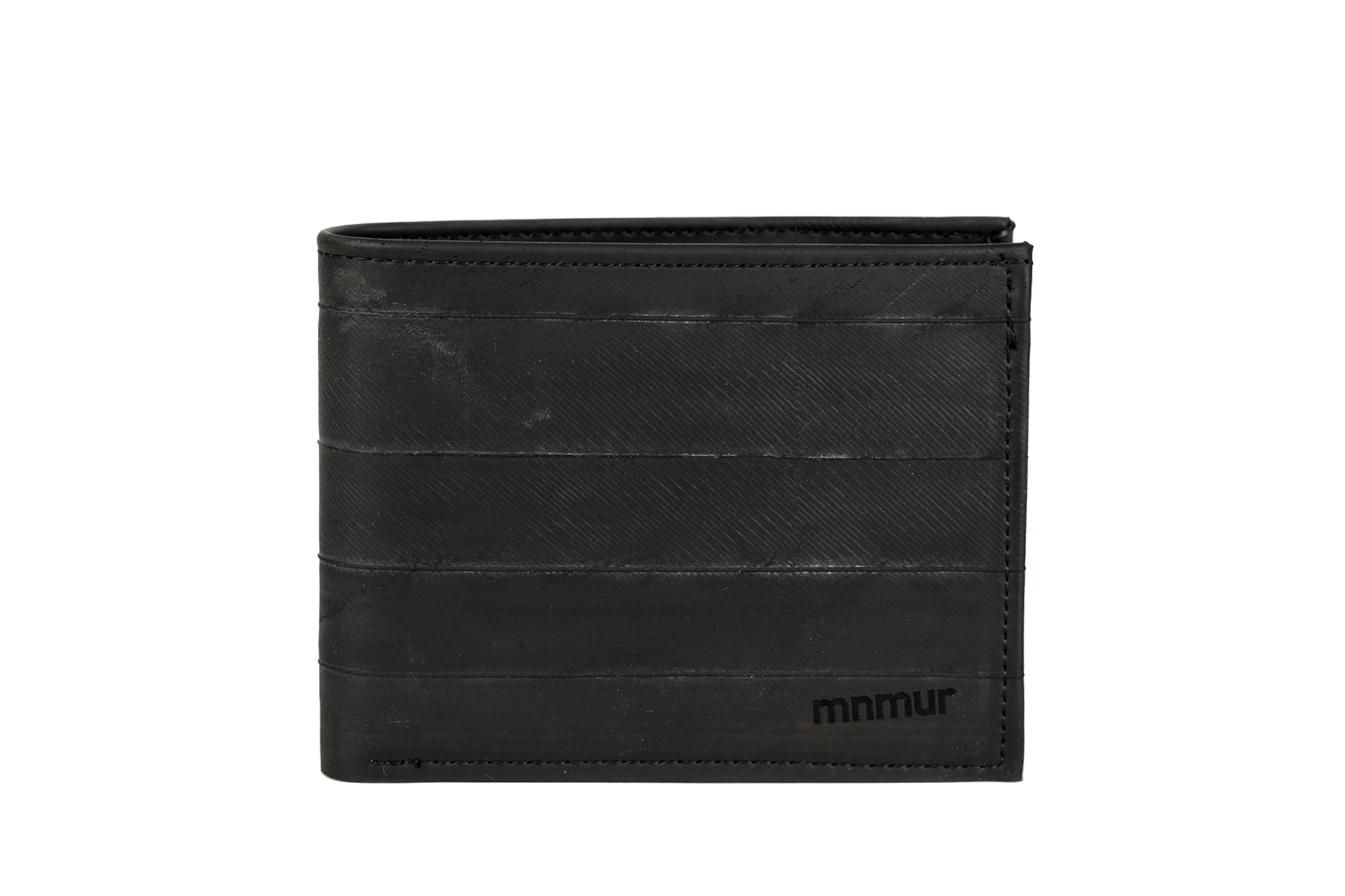 MNMUR Portafoglio Uomo Slim Nero – Compatto, Sottile ed Elegante | Design Classico, Artigianale, Senza Portamonete | Materiali Vegan e Riciclati | 11x8.5 cm