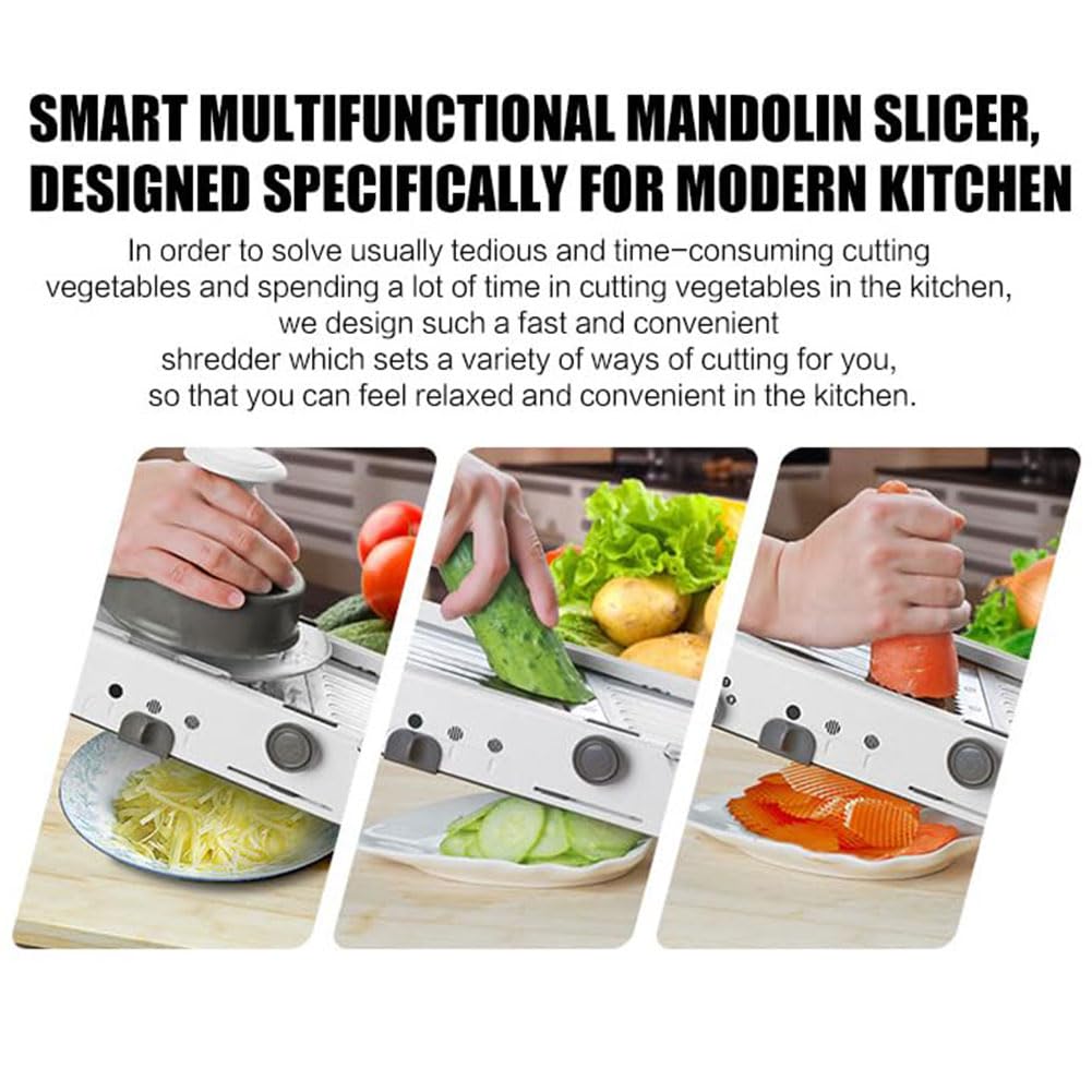 QUTBAG Cortadora De Mandolina, Cortadora En Juliana De Acero Inoxidable 4 En 1, Rallador De Queso para El Hogar, Mandolina De Cocina Multifuncional para Verduras, Patatas, Cebollas, Repollo, Frutas
