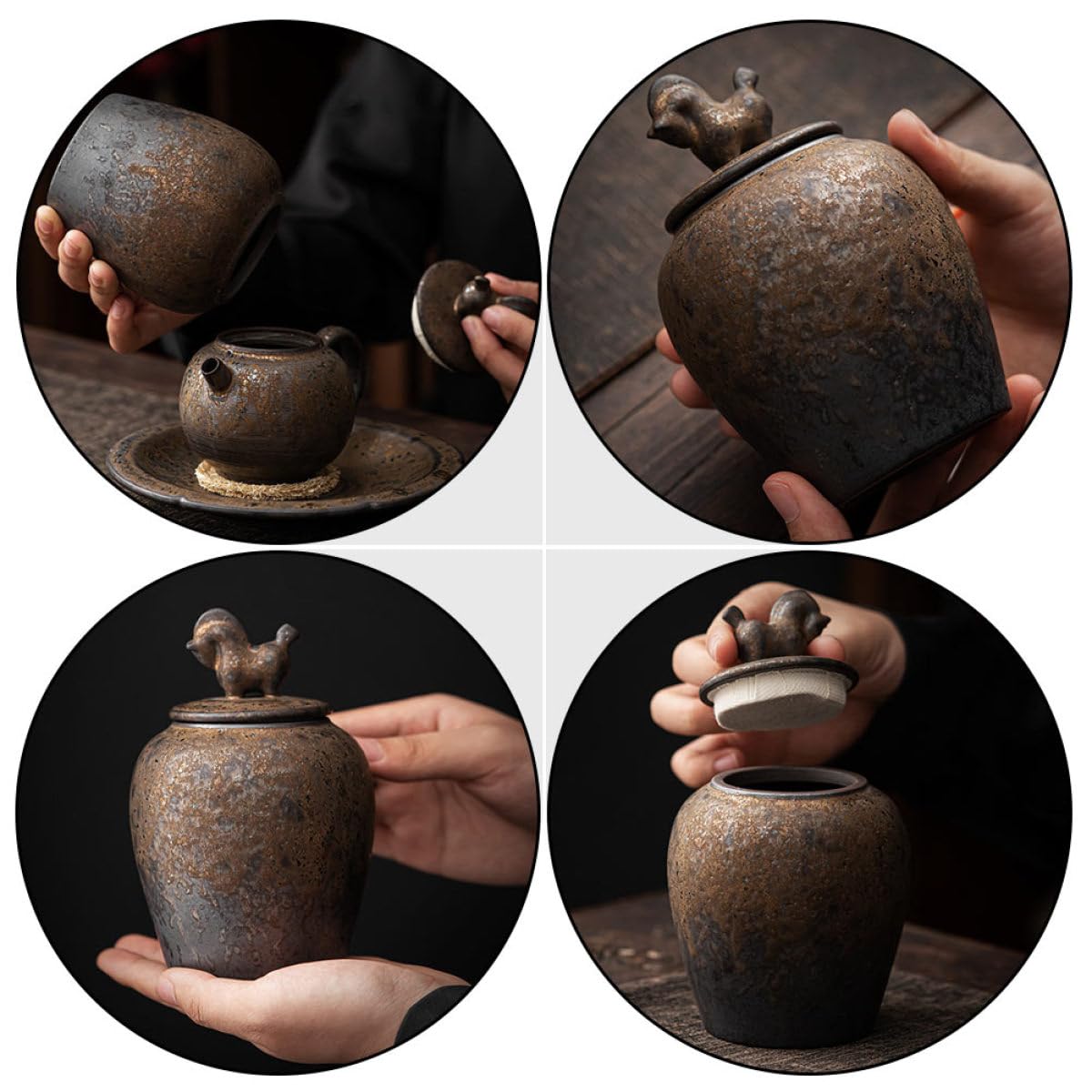 Ipetboom Tarro Estable, Diseño Elegante para Almacenar Té de Cerámica Cierre Hermético, Recipiente para Té para Uso Doméstico
