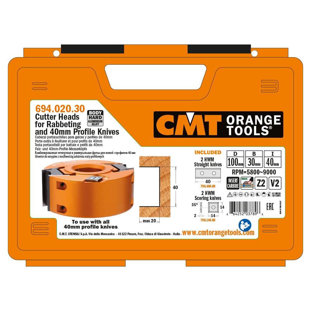 CMT ORANGE TOOLS 694.020.30 - FALZ- UND PROFILMESSERKOPF HM Z2+2 D=100X40X30