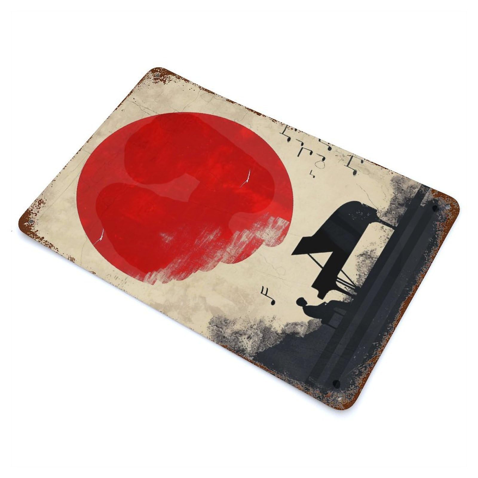 Garage Style Piano Aged Metal Wall Plaque 11.8"x7.9", Farmhouse Wall Decor for Bar And Workshop