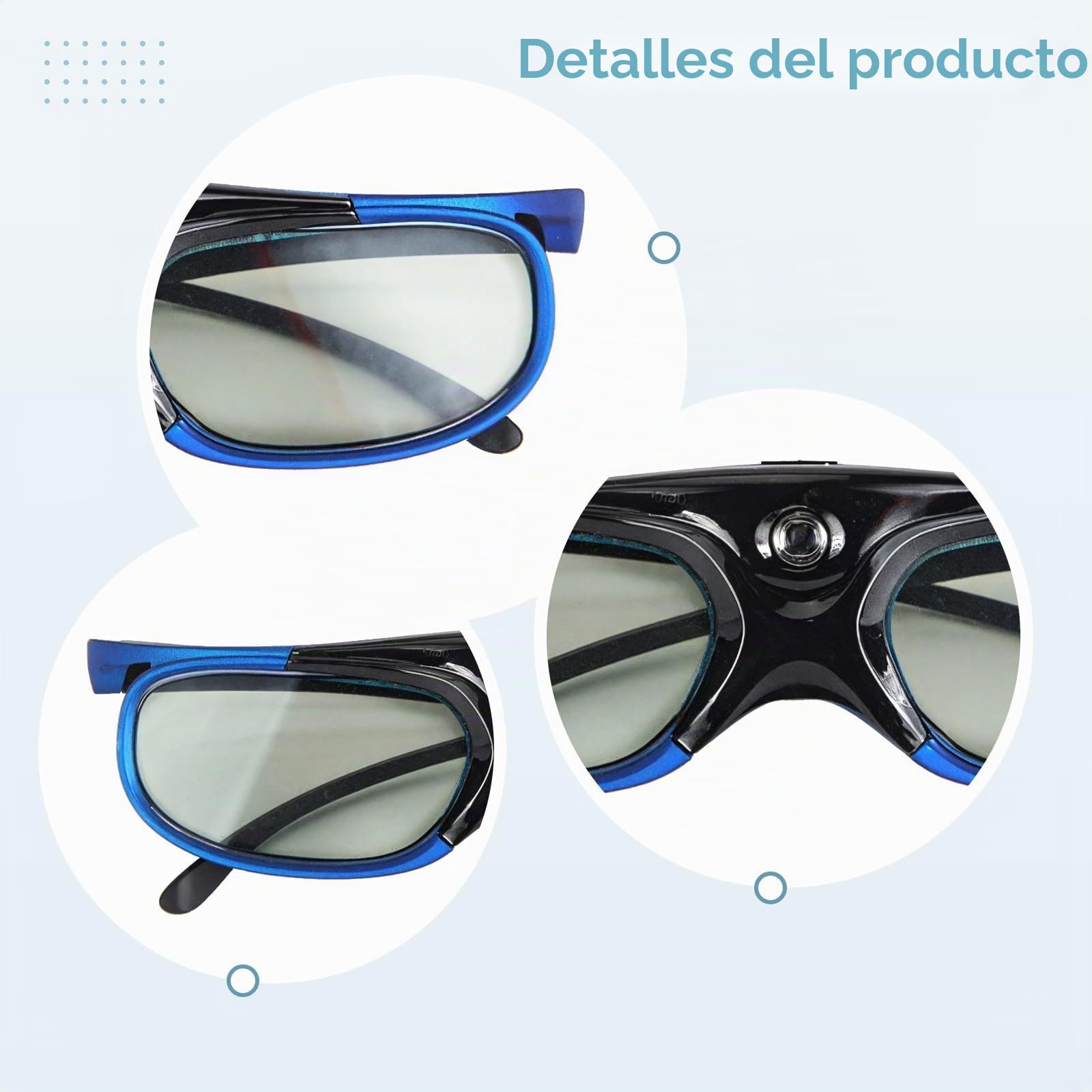 4 pares de gafas 3D recargables, compatibles con proyectores Dlp-Link, Xgimi, Jmgo, frecuencia de actualización de 144 Hz, visión amplia, marco azul
