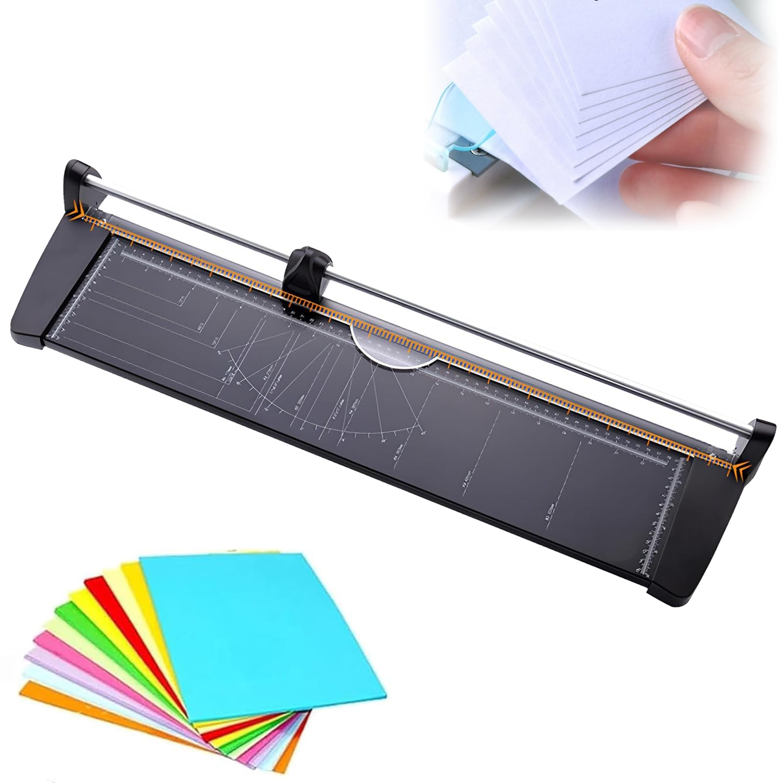 Ręczna obcinarka do papieru A2, wytrzymała gilotyna, szerokość cięcia 60 cm, możliwość cięcia 1 mm grubości około 10 arkuszy papieru A4, nierdzewny panel metalowy, do drukarni, szkół