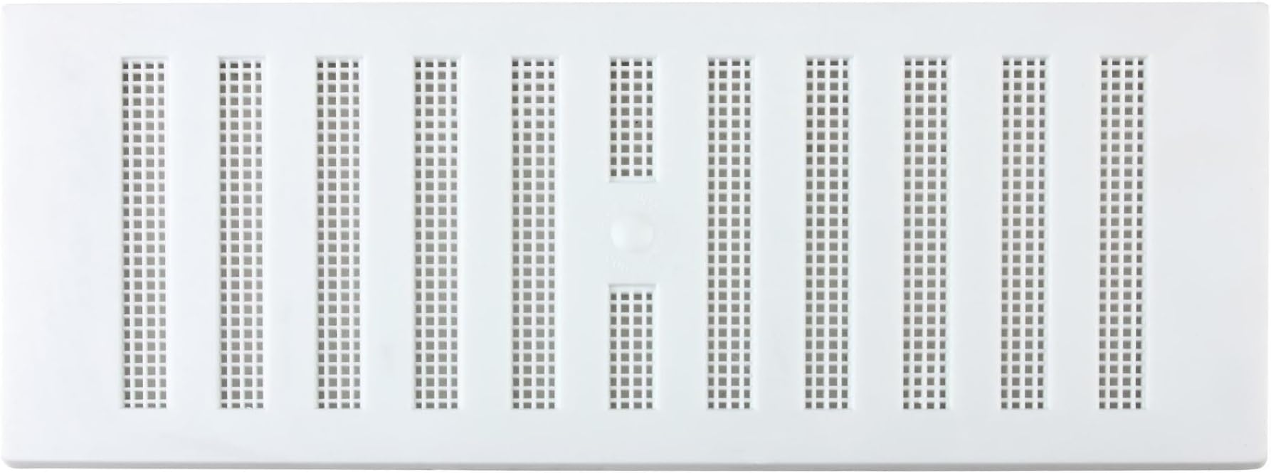 MAP Adjustable Plastic Air Vent Grille With Flyscreen Cover, White, 9" x 3"