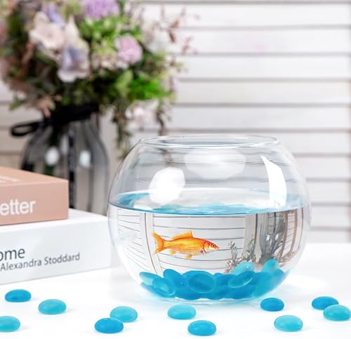 Miniatura 48 de FUTUREPLUSX Canicas de vidrio plano rosa de 1 libra, rellenos de jarrones, gemas para pecera, mármoles de vidrio decorativos para jarrones, acuario