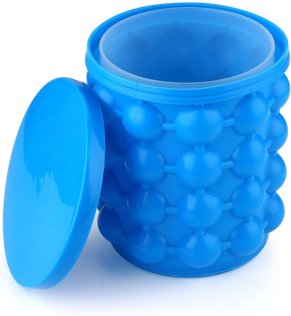 Grabsmart Silicone Ice Cube Maker Genie Box - Revolutionary Space Saving Ice Cube Molds - Ice Bucket for Chilling Cold Drinks, Whiskey, Cocktail, Beverages -1 Pc Multicolored
