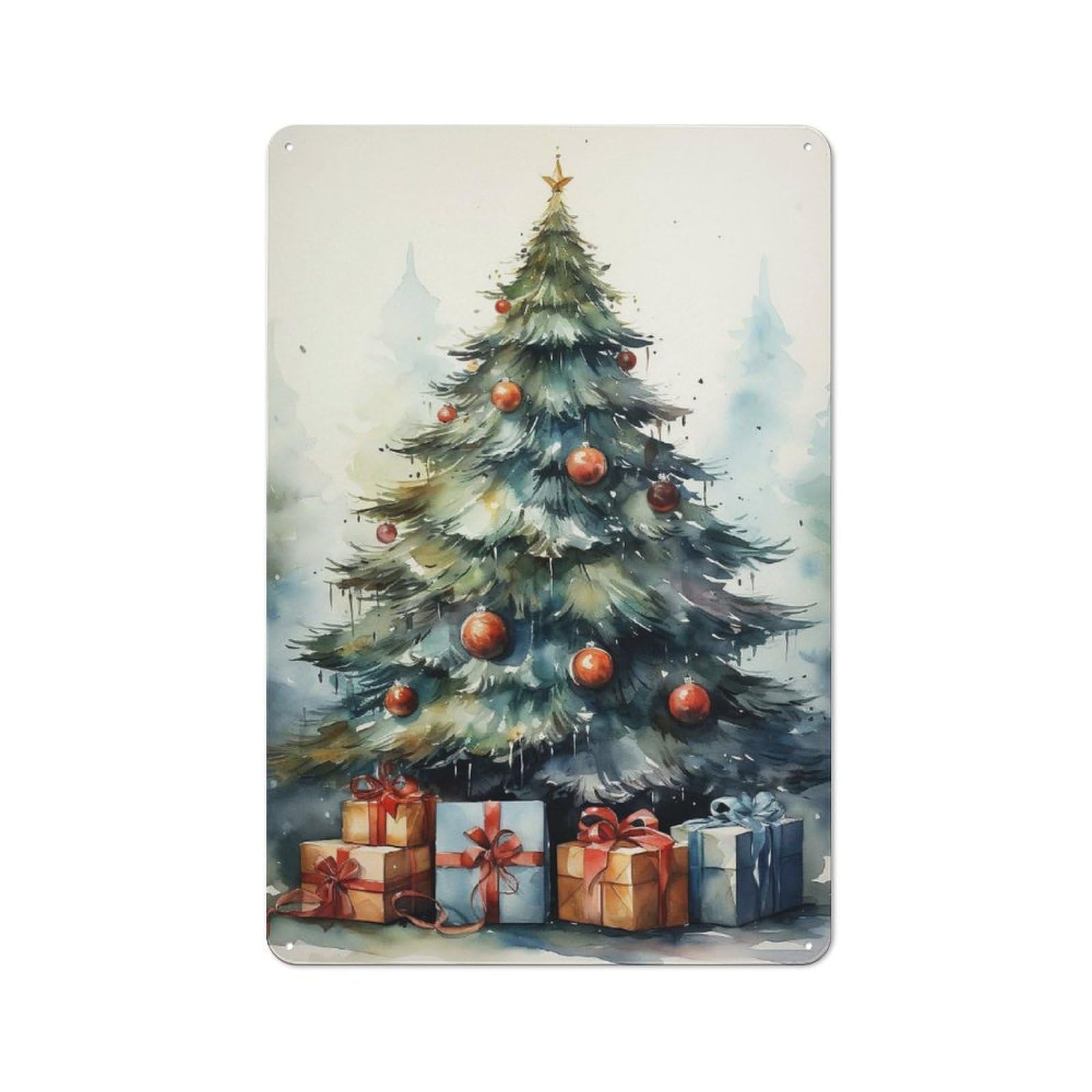 Junmoney Xmas Tree Metal Sign 30X20cm With For Workshop Wall, Vintage Decor, A Decorative Christmas Gift For Metal Sign Collectors