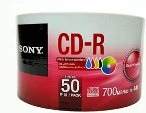 Amazon.com: Sony CD-R White Inkjet Hub Printable 48X 700MB 80min Blank ...