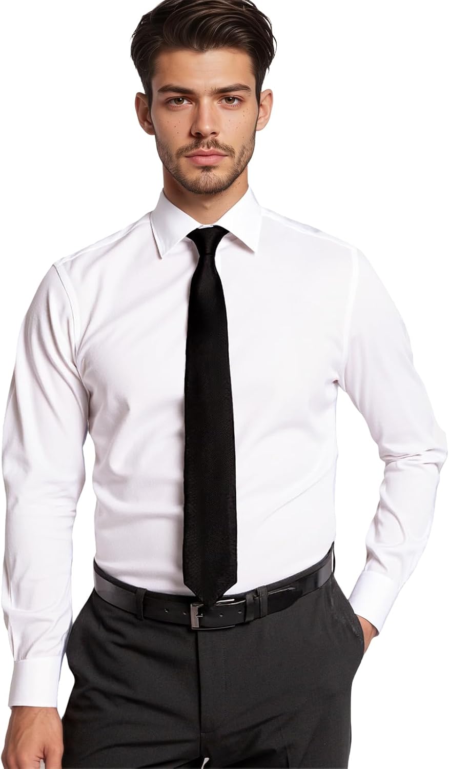 Mens Dress Shirts Solid Long Sleeve Wrinkle-Free Formal Stretch Regular Fit Shirt Business Casual Button Down Shirts - Image 5