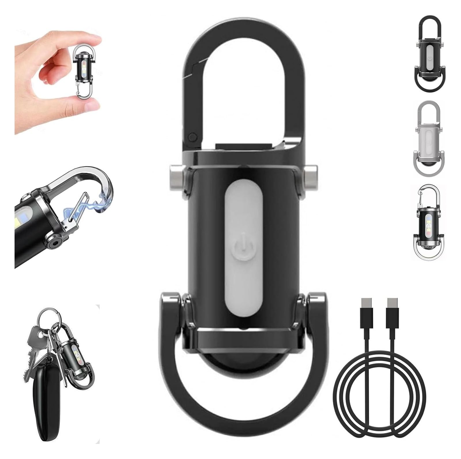 Anglocrate Black 1200Lm Ultra-Bright Mini Keychain Flashlight, Waterproof, Convenient And Compact Flashlight, 2 And 1 Flashlights And Power Bank, Suitable For Camping, Hiking And Emergencies(Black)