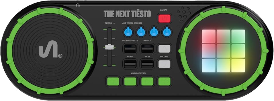 The Next Tiesto Kids DJ Mixer, DJ Toy for Kids with Jog Wheel, Tempo Slider, LED Pads, Sound Effects - Original Tiesto Sounds