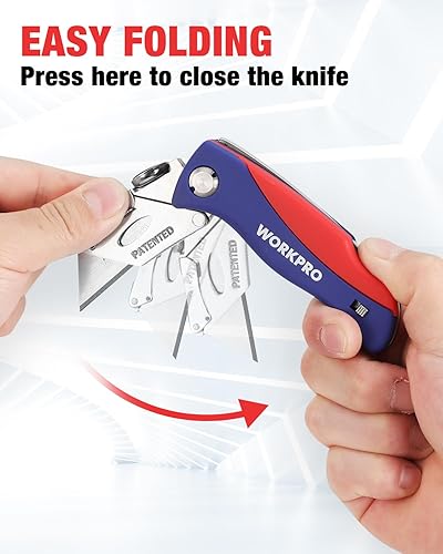 Miniatura 5 de WORKPRO Cuchillo multiuso plegable con mecanismo de cambio rápido mango ABS incluye 5cuchillas adicionales