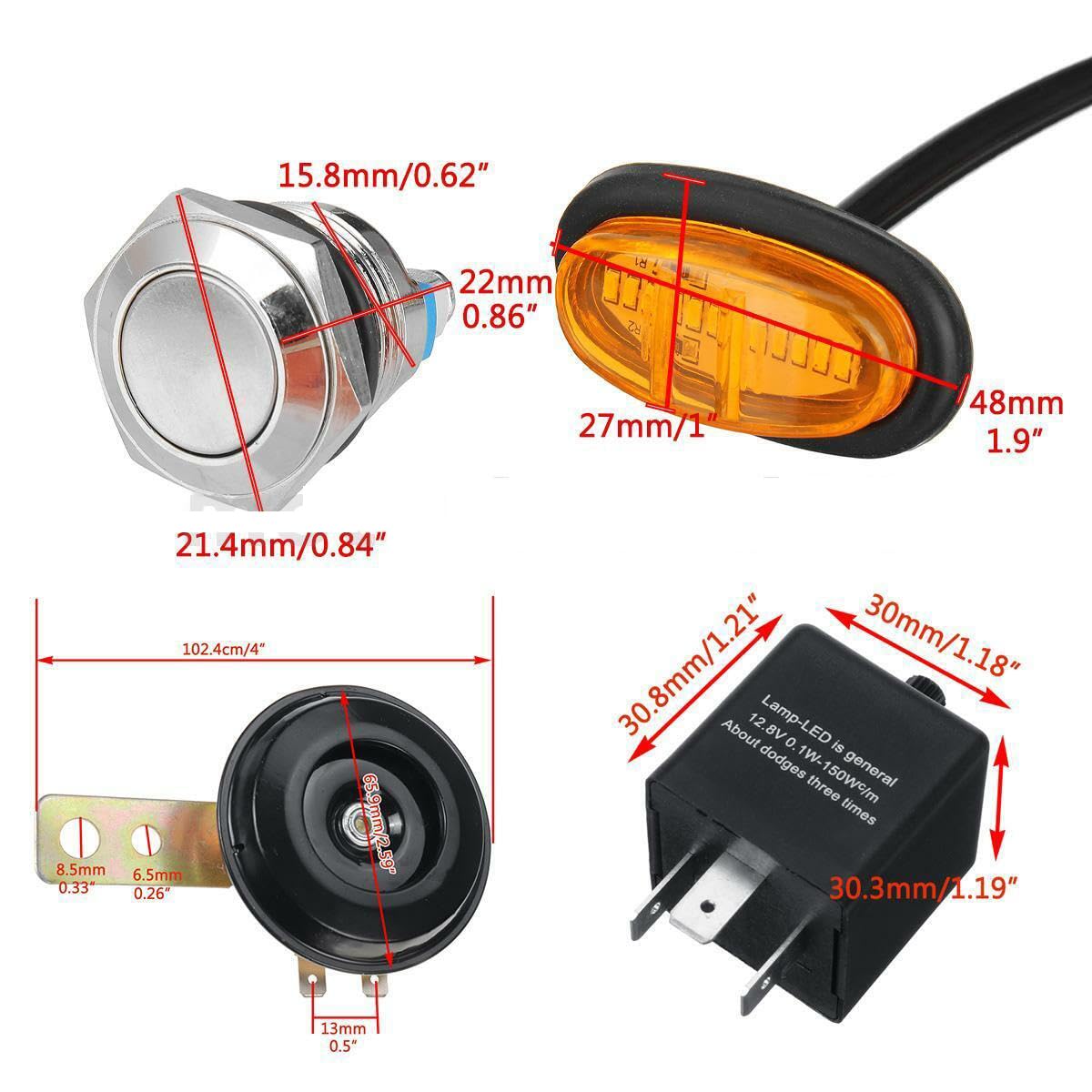 Samochód 1 zestaw uniwersalny ATV UTV RZR Turn Signal Horn Street Legal Kit z LED Light Flasher Relay Wiązka przewodów do projektu Polaris 4x4 obok siebie