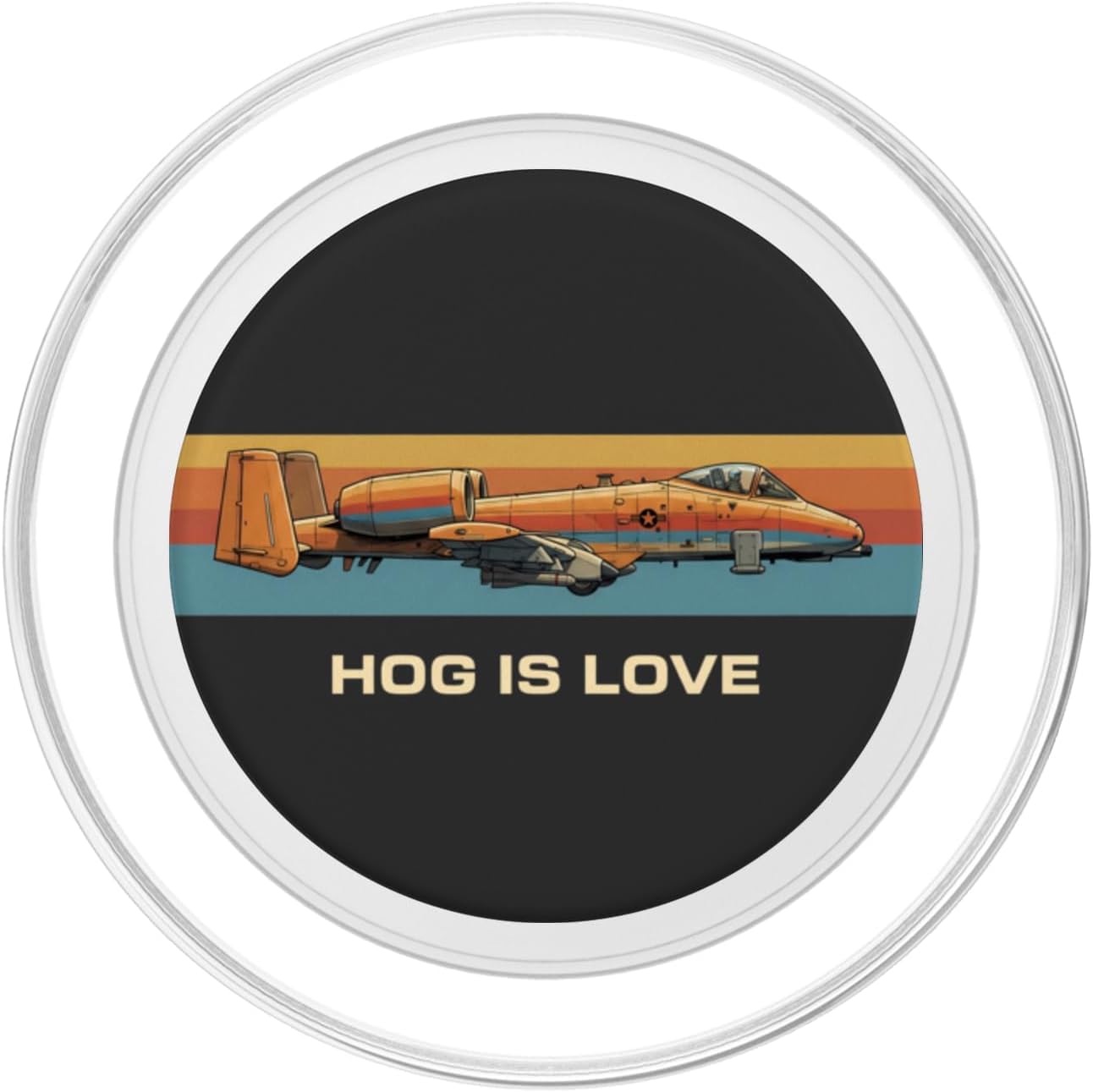 A-10 Warthog Funny Hog is Love Retro Sunset Graphic PopSockets PopGrip for MagSafe image 2