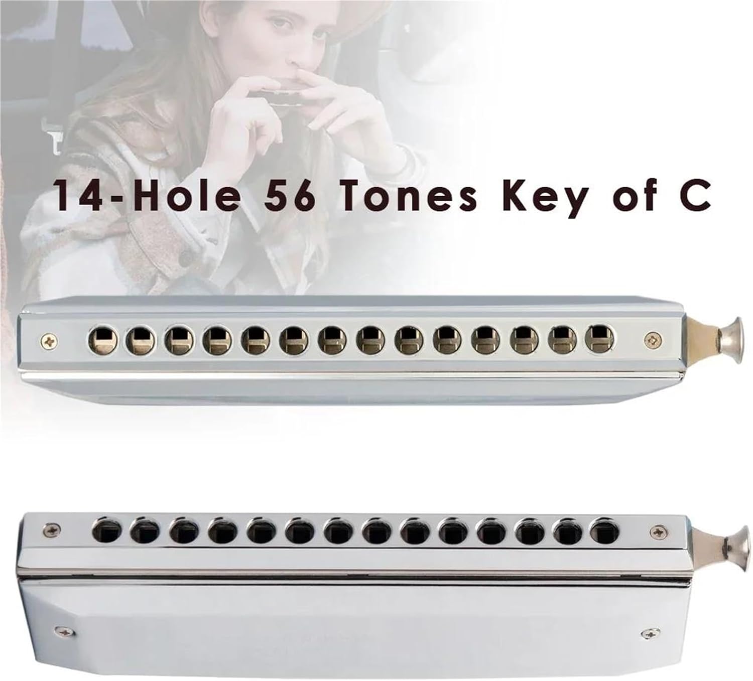 バンドハーモニカ C調クロマチックフレンチハープハーモニカ 14穴 56音
