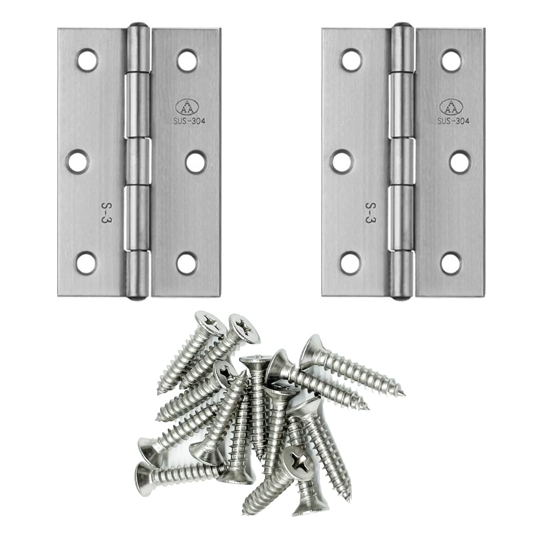 Adiyer 2pcs 304 Stainless Steel 3.5-inch Folding Butt Hinges Home Furniture Hardware Door Hinges for Door Case Lid Wooden Box Chest (89mm x 55mm x