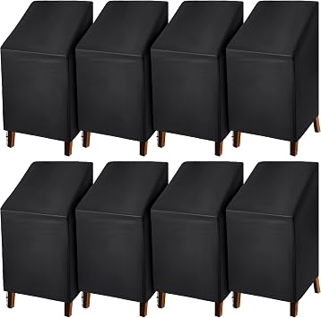 8 Pcs Black Outdoor Chair Cover Waterproof Stacking Patio Chair Cover