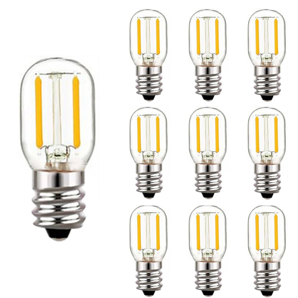 10 Piezas T20 1W E14 220V LED Bombilla Tubo De Luz De Filamento Tubular Regulable Refrigerador De Vidrio Transparente Colgando Mini Lámpara De Noche