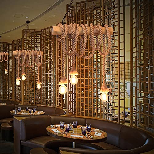Corde de chanvre pendant light luminaire de plafond industriel rétro