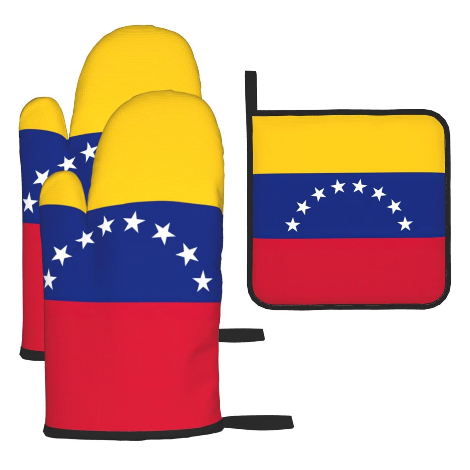 Flag Of Venezuela Print Oven Mitts Kitchen Gloves Set Everyday Baking Grilling Microwaving Cooking Gift
