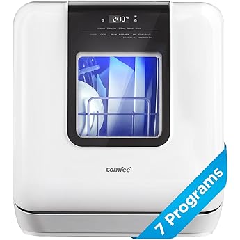COMFEE' KWH-TD305-W TD305-W Dishwashers, 3 Place Setting, Black&White