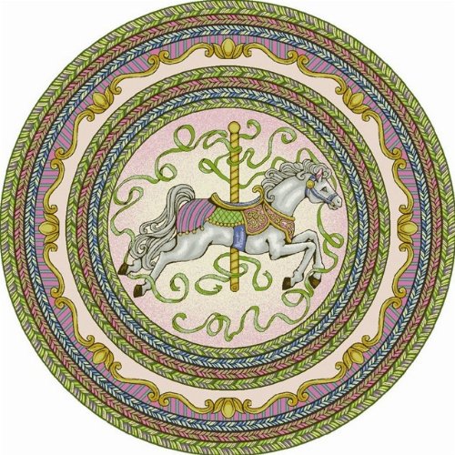 Carousel Pink 5 ft.4 in. Round WearOn Nylon Machine Tufted- Cut Pile Just for Kids Rug