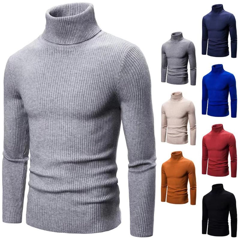 ENENEN Maglione da Uomo Slim Fit a Collo Alto Leggero Maglione da Lavoro Lavorato a Maglia