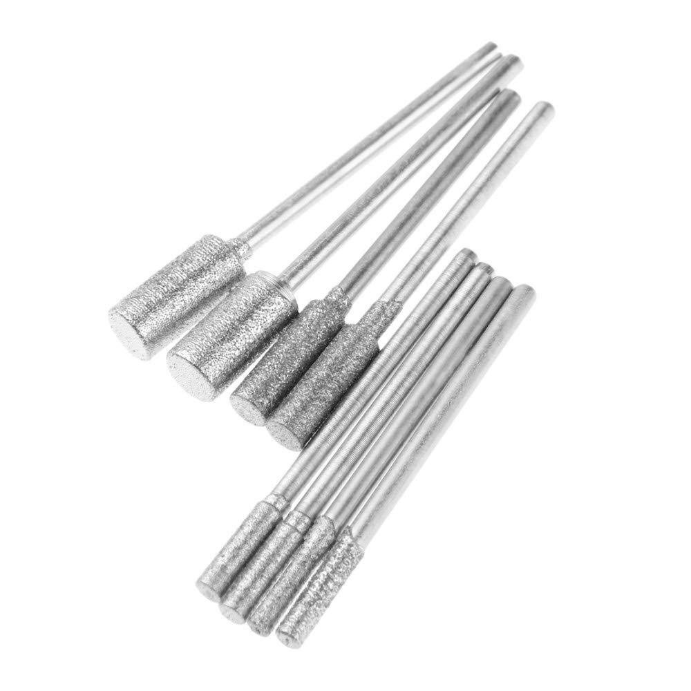 8 pezzi diamante taglio rettifica testa punte montate bit 2,35 mm gambo giada intaglio pietra lucidatura per utensile rotante, come mostrato
