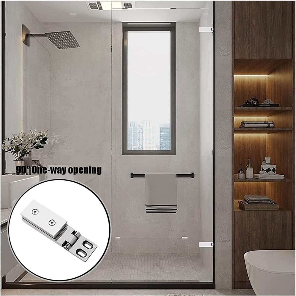 1 paquete de bisagras puerta vidrio acero inoxidable 304, barra larga plateada brillante, clip baño unidireccional 90 °, ducha con abatible 8-12 mm
