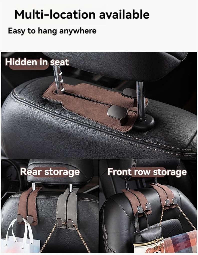 Car Headrest Hidden Hook Ganci Poggiatesta Auto 2 In 1 - Organizer Posteriore Con Portacellulare
