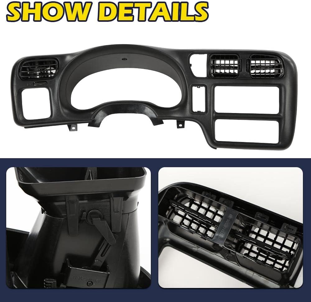 PIT66 Dash Board Bezel Replace Compatible with Blazer Jimmy Sonoma S10 Bravada 1998-2004 Black (Only Fit Single Din Radio)