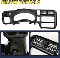 Vista 5 de PIT66 Bisel de tablero de repuesto compatible con Blazer Jimmy Sonoma S10 Bravada 1998-2004 negro (solo compatible con radio DIN individual)