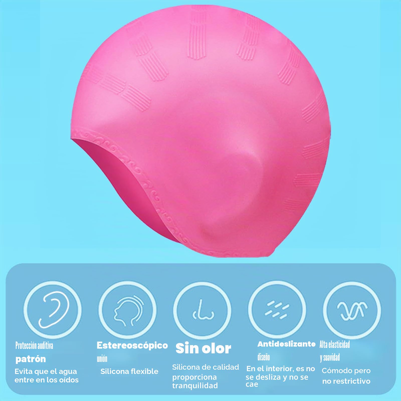 2unidades Gorro Piscina Protecion de Oido 3D,Antideslizantes Gorro de Baño,Gorros de Natación,Gorros de Natación Impermeable de Silicona,Gorroes de Natacións Apto para Diferentes Peinados