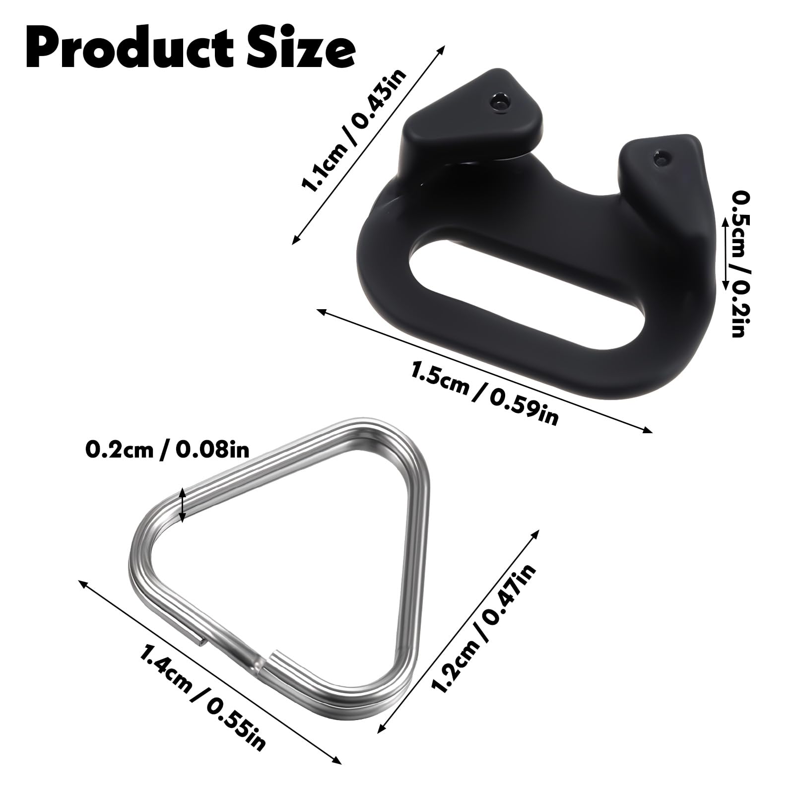 Yuanchu 6 pièces Anneaux divisés en triangle en acier inoxydable, compatible avec l'adaptateur de sangle pour appareil photo, anneau à ergot avec bague en plastique pour sangle d'épaule pour appareil