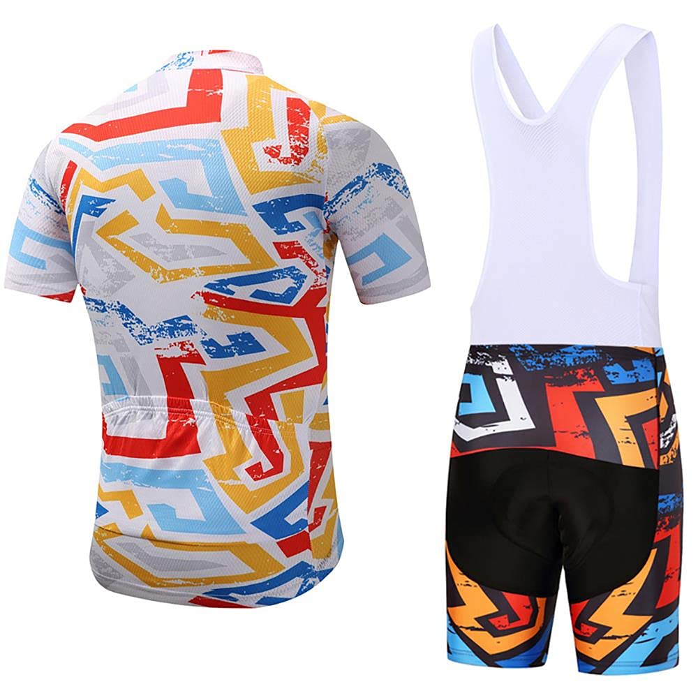 Maillot de Cyclisme Manches Courtes Homme avec Cuissard à Bretelle 20D Gel Rembourré,VTT Courtes Respirant Vêtements de Cyclisme Sports Shorts Pantalons avec Tee Shirt Motif Animalier