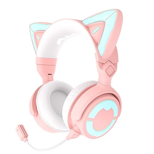 YOWU RGB Cat Ear Headphones 4GS - Gaming Headset - Pink