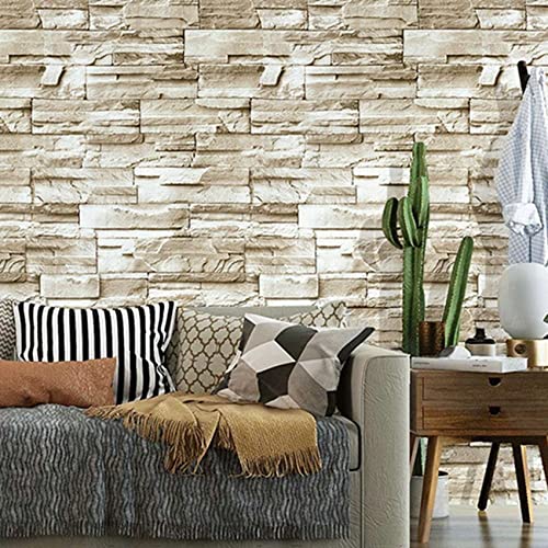 Papier peint brique 3D vinyle autocollant 2x6M pour rénovation murale