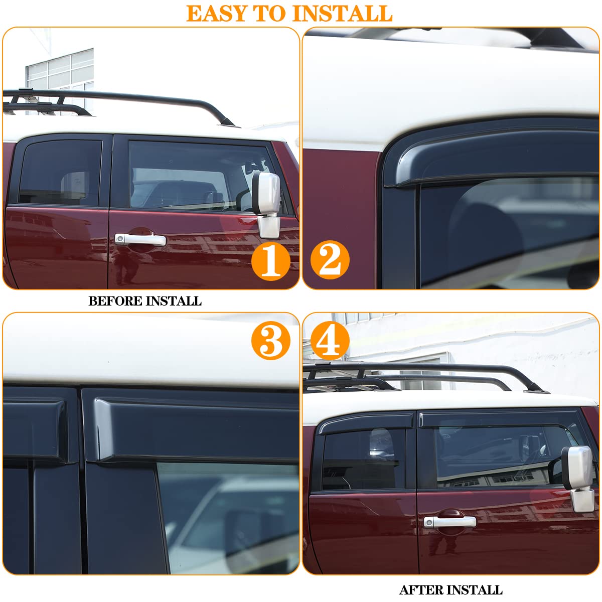 WeatherTech Dark Tint Side Window Deflectors For Toyota FJ Cruiser - Rear Pair