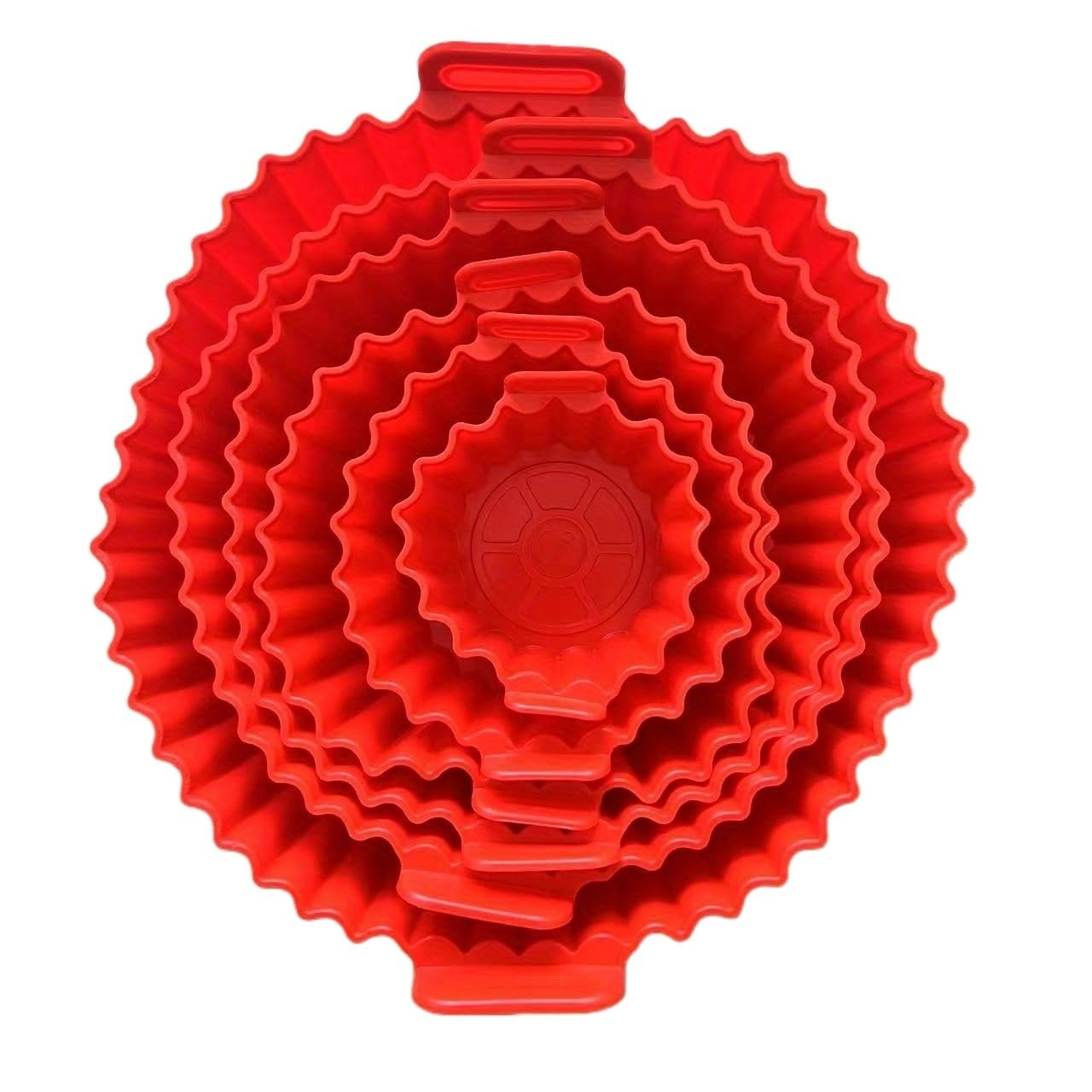 6PC Air Fryer Mats - 450 F Silicone Non-Stick Dual Texture Dishwasher Safe Crispy Steam Cooking 6pcs-Red