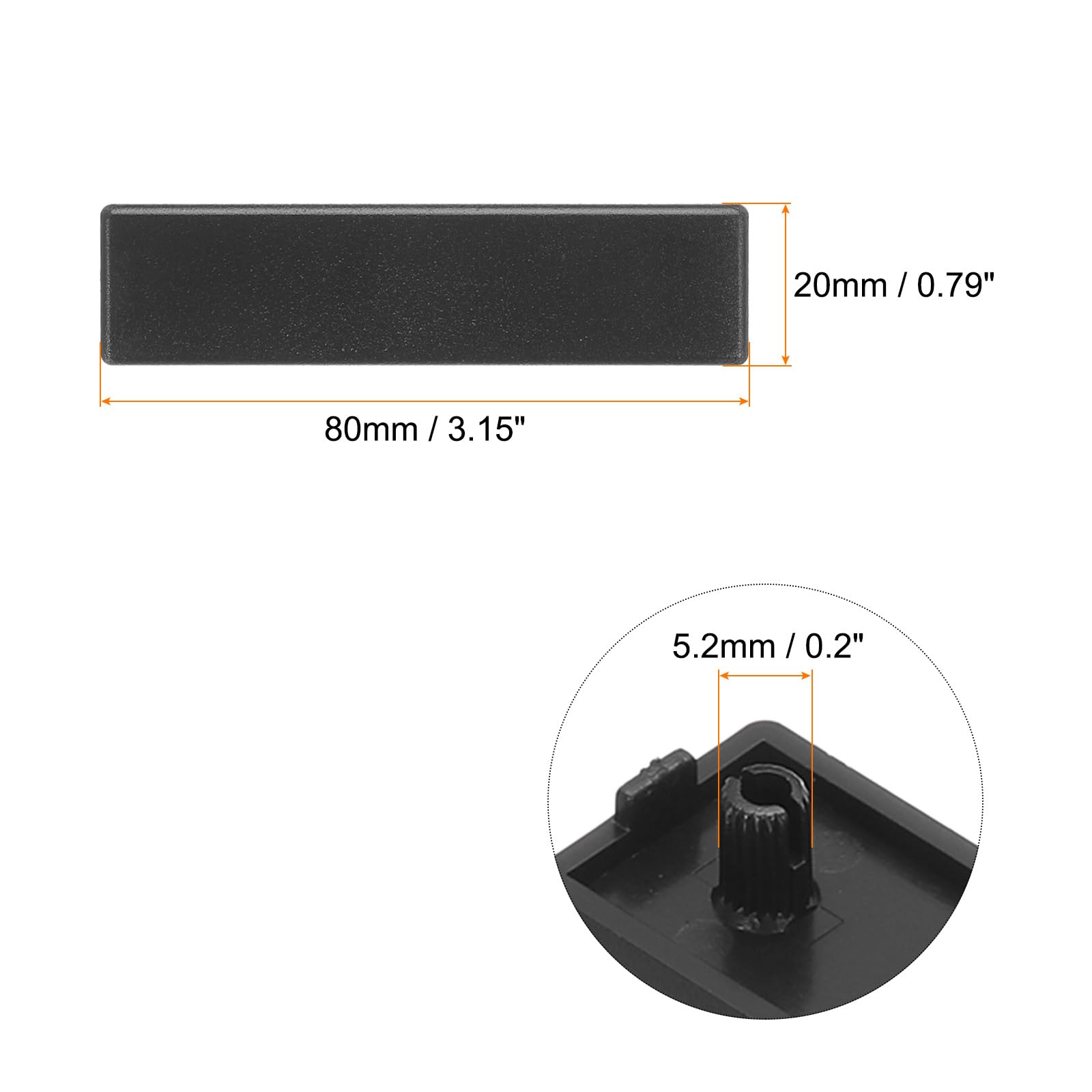 sourcing map 10pcs Embout Fermeture En Plastique Standard Pour Profilé D'Extrusion En Aluminium Rectangulaire Noir 80X20Mm Pour Chariot, Support De Réservoir À Poissons, Support De Rangement