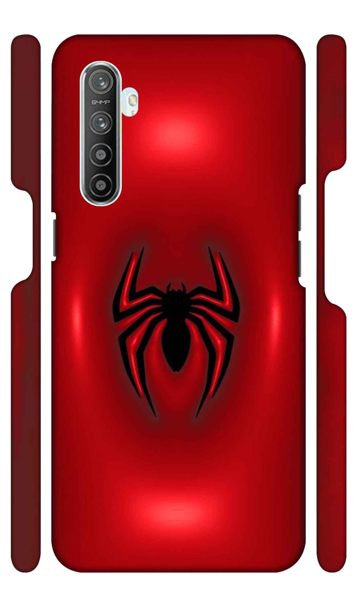 YAPZONE | Black Spider Red Background | Designer Printed Hard Back Cover for Realme XT / X2 Premium, Attractive, and Uniquely Crafted Smartphone Case
