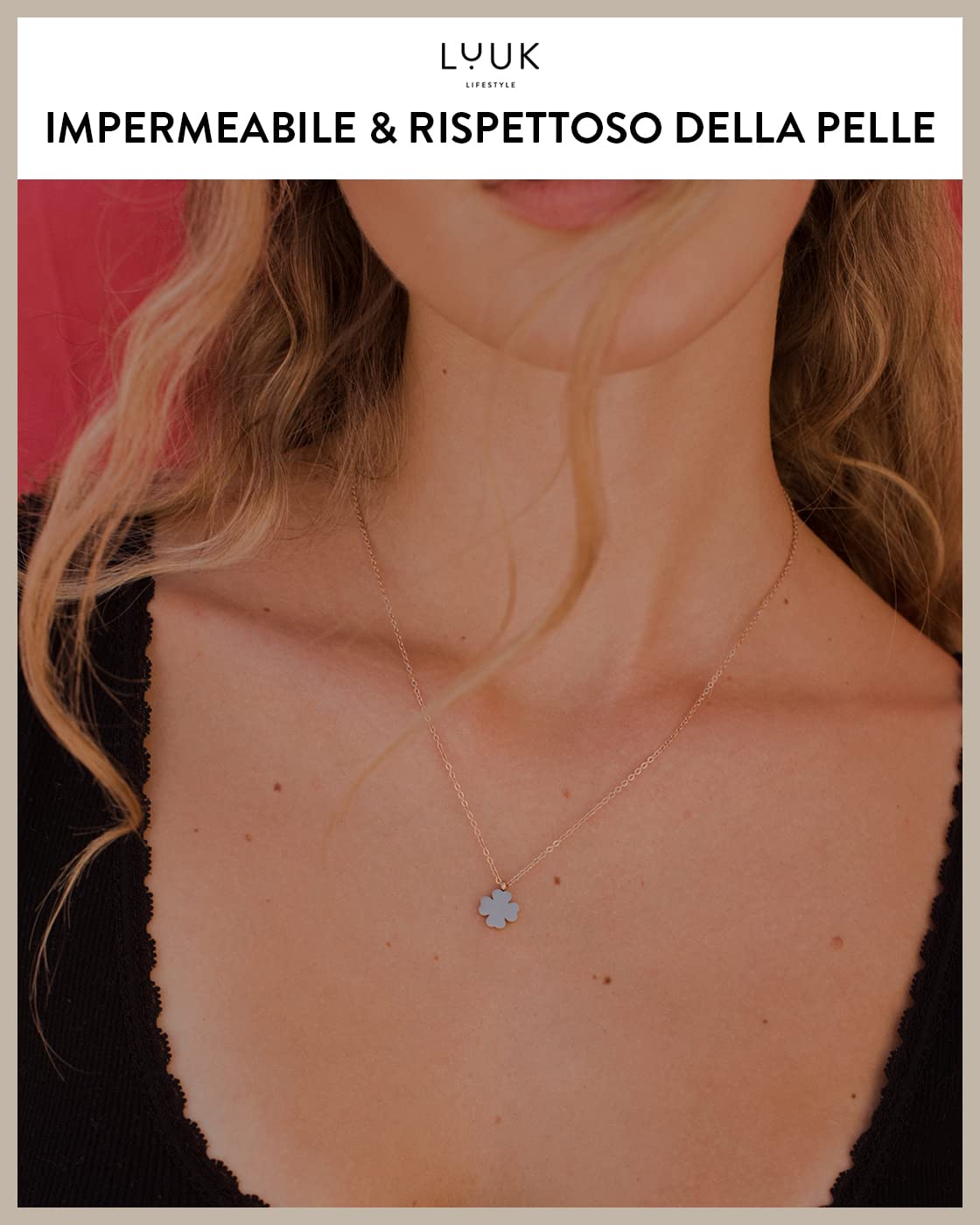 LUUK LIFESTYLE Collane femminili in acciaio inox con ciondolo, gioielli alla moda per tutti i giorni, compagni di viaggio, vacanze o vita quotidiana, idea regalo alla moda, in argento, oro e rosa