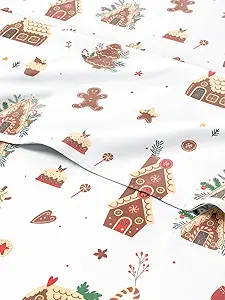 King Gingerbread House Sheet Set - Holiday Xmas Pattern Bedding Set - Deep Pockets - Snug Fit - 4PC - Wrinkle Free & Easy Care - Comfy Festive Winter - Holiday Sheets for Women, Men, Kids & Teens