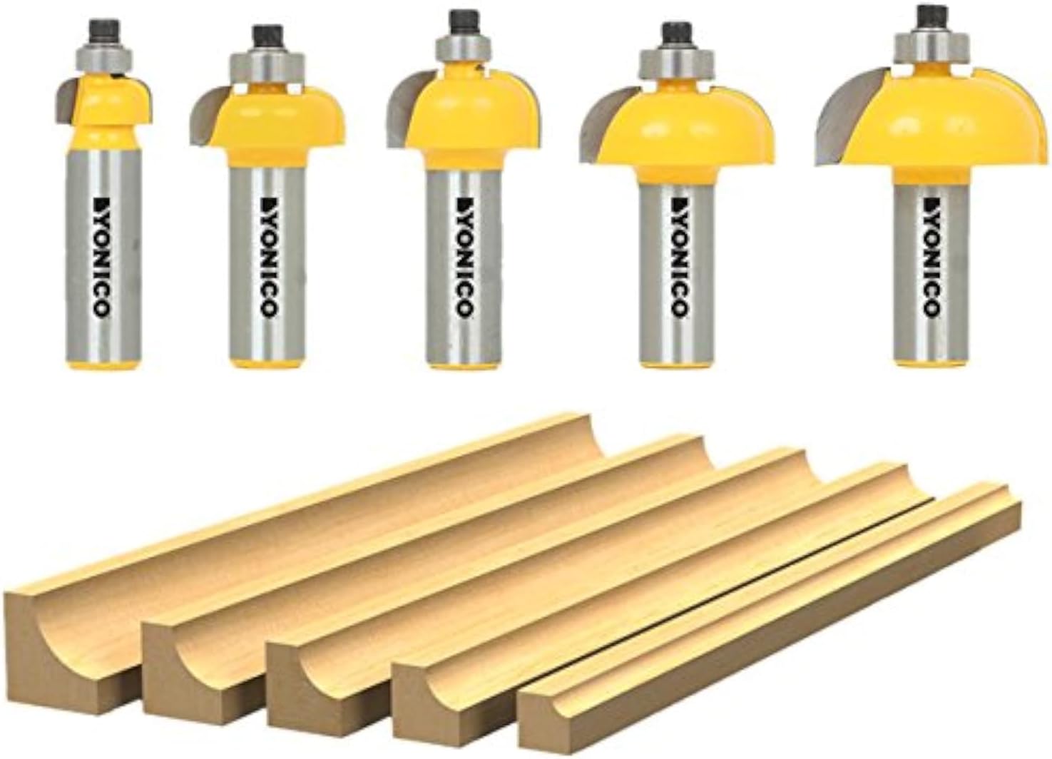 YONICO Router Bits Edge Forming Cove Set 5 Bit 1/2-Inch Shank 13522