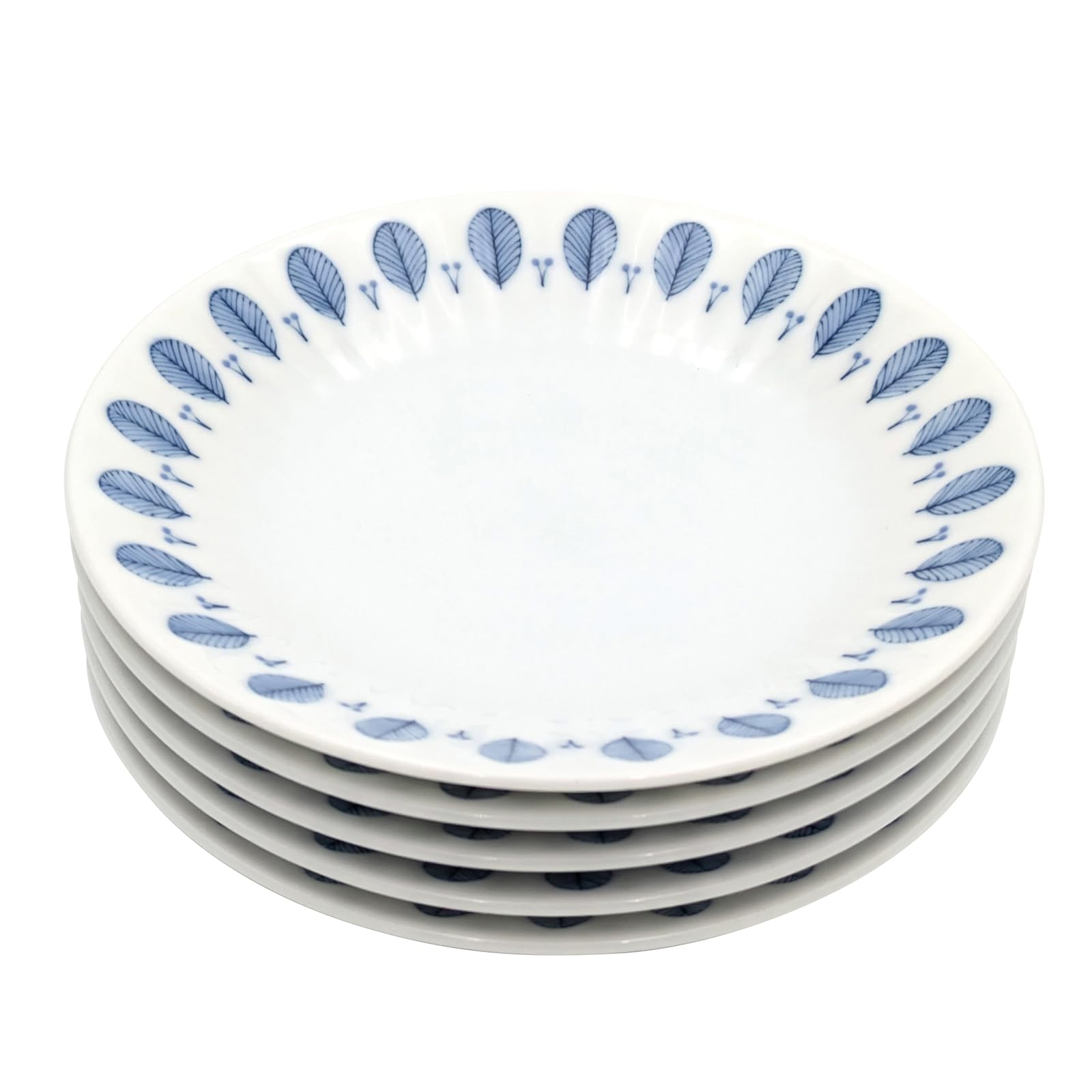 ??(Ichikyu) Mino Ware 506-04 Dish Serving Plates, Set of 5, Diameter Approx. 6.7 inches (17 cm), Microwave and Dishwasher Safe, Tableware, Lightweight, Herb Mint, Made in Japan